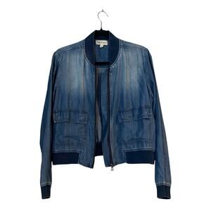 Anthropologie Cloth & Stone Chambray Denim Jacket Lightweight Utility Tencel Med